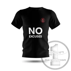 Camiseta „No excuses” preta