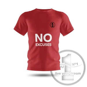 Camiseta „No excuses” vermelha