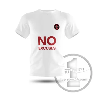 Camiseta „No excuses” branca
